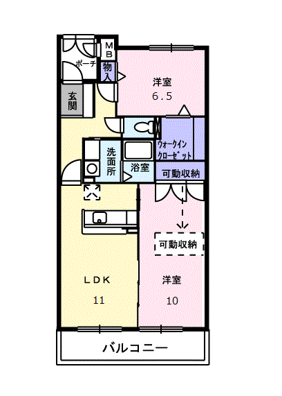 GRAND LEAGA(2LDK/3階)の間取り写真