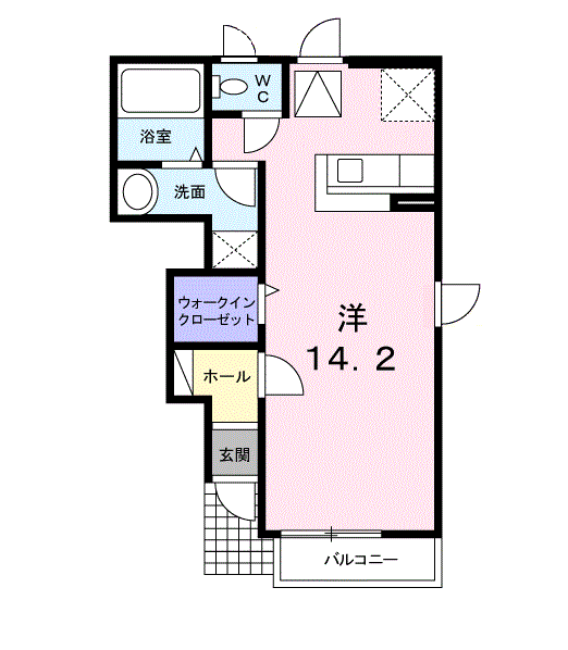 アンソレイユ(ワンルーム/1階)の間取り写真