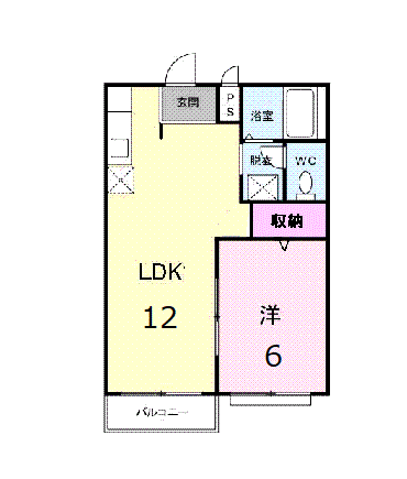 シャルムⅠ(1LDK/1階)の間取り写真
