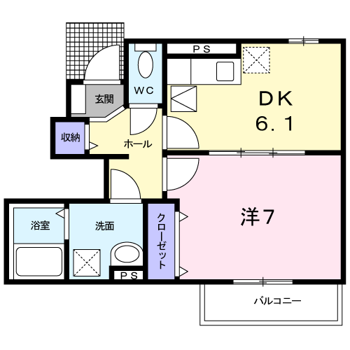 フラン カーサ3(1DK/1階)の間取り写真