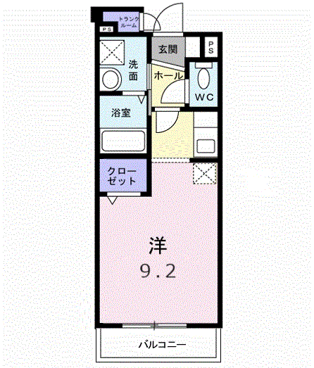 ノースコートA(ワンルーム/2階)の間取り写真