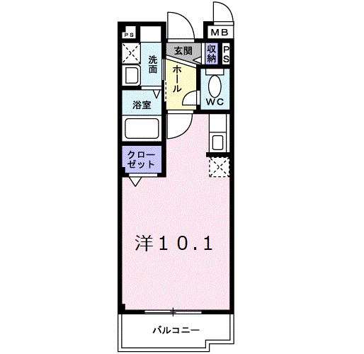 ナカイパレスPARTⅡ(ワンルーム/2階)の間取り写真