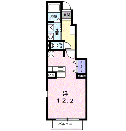 プラシードTAKA(ワンルーム/1階)の間取り写真
