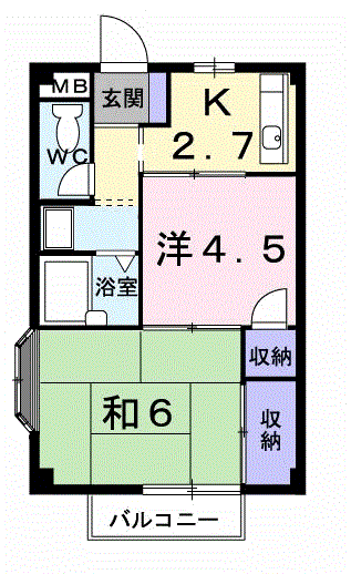 ファミール Ⅲ(2K/2階)の間取り写真