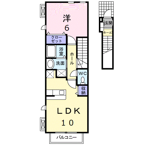 ミントハウス(1LDK/2階)の間取り写真