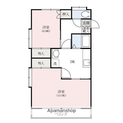 コーポ島田(2DK/1階)の間取り写真