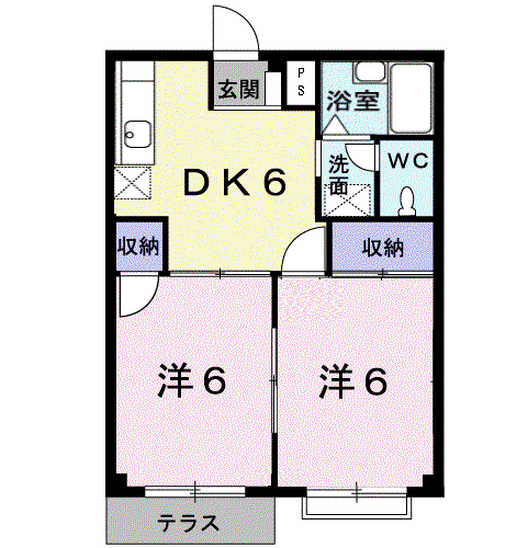 プラネットⅠ(2DK/1階)の間取り写真