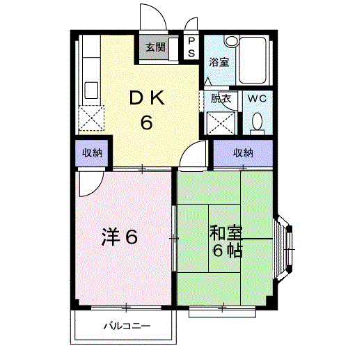 プラネットⅠ(2DK/2階)の間取り写真