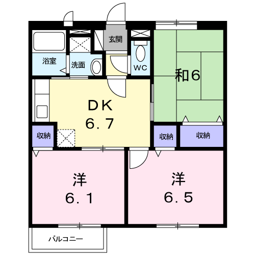 サンハイツA(3DK/1階)の間取り写真