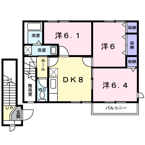 ミレニアムB(3DK/2階)の間取り写真