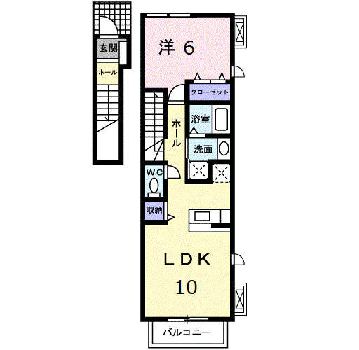 ミストラルB(1LDK/2階)の間取り写真