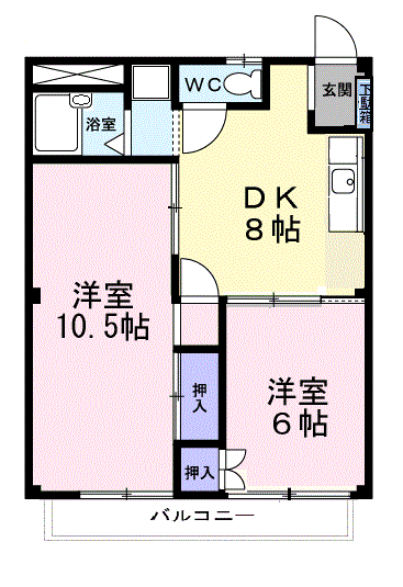 シティーハイツT&T(2DK/2階)の間取り写真