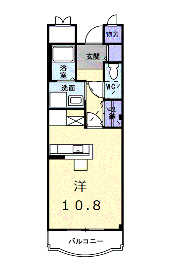 プレッソ・ベル(ワンルーム/1階)の間取り写真