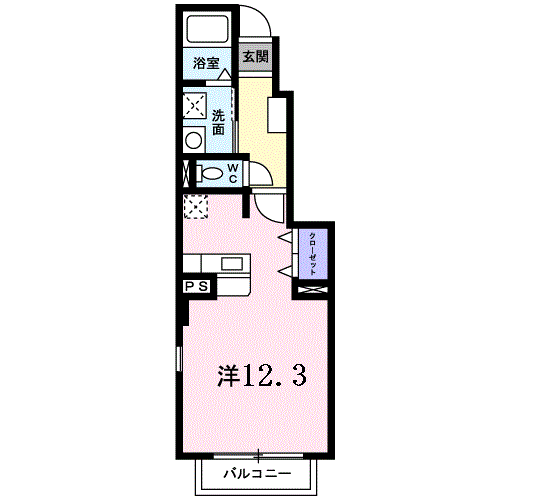 ショウアンドハープ(ワンルーム/1階)の間取り写真