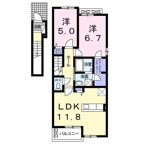 ベルコート(2LDK/2階)の間取り写真