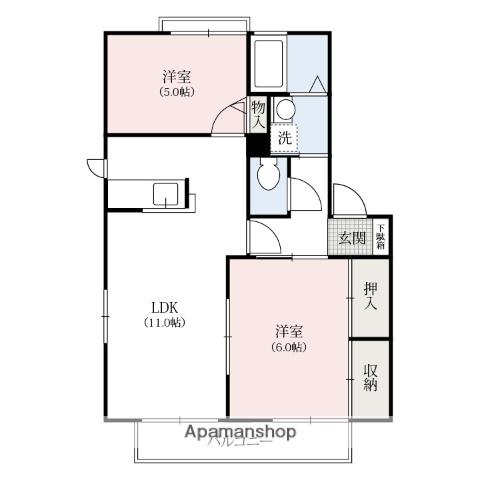 セレナーデ(2LDK/1階)の間取り写真