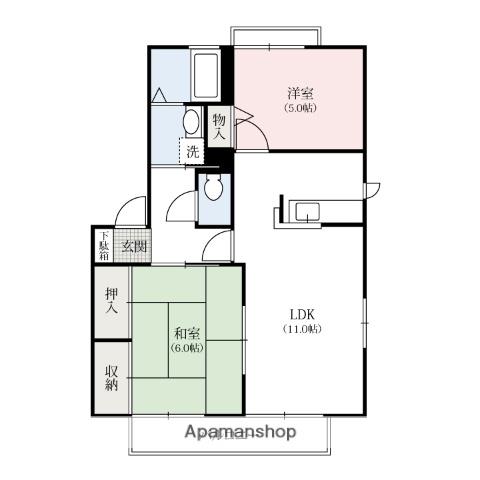 セレナーデ(2LDK/2階)の間取り写真