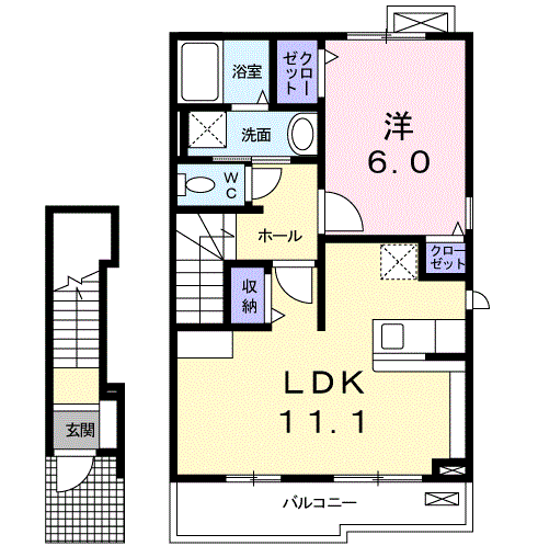 レガーロ(1LDK/2階)の間取り写真