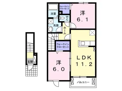 彩 TAKASAKI Ⅰ(2LDK/2階)の間取り写真