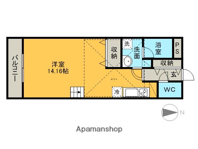 プラムハイツC(ワンルーム/2階)の間取り写真