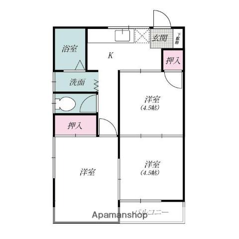 下栗須ハイツA(3K/2階)の間取り写真