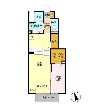 ロザージュ(1LDK/1階)の間取り写真