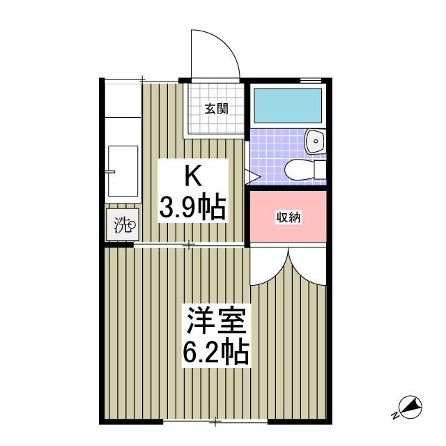 凪ハイツ 旧パナハイツ貝沢(1K/1階)の間取り写真