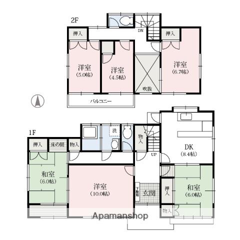 信越本線 群馬八幡駅 徒歩30分 2階建 築44年(6DK)の間取り写真