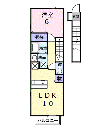 メゾン エストA(1LDK/2階)の間取り写真