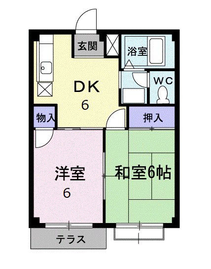 アーバンハイツⅠ(2DK/2階)の間取り写真