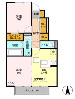 高崎線 新町駅(群馬) 徒歩21分 2階建 築10年(2DK/1階)の間取り写真