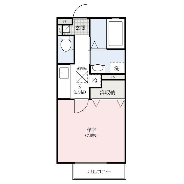 エスペランサⅠ(1DK/2階)の間取り写真