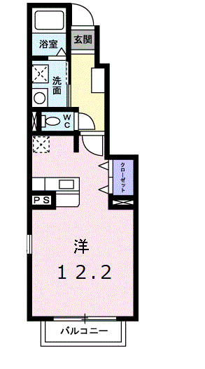 ネオ・チェリッシュⅡ(ワンルーム/1階)の間取り写真