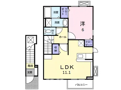 サンパティーク ヴィラ Ⅰ(1LDK/2階)の間取り写真