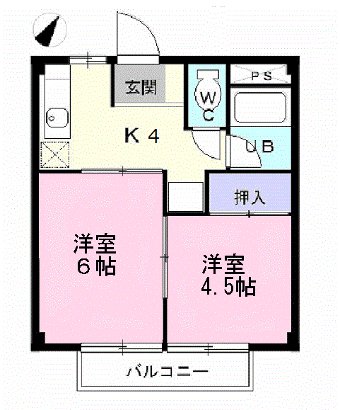 シティーハイツ88(2K/1階)の間取り写真
