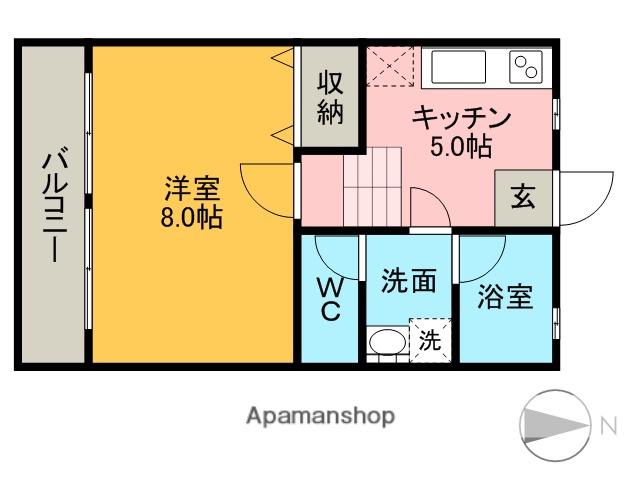プラムハイツA(1K/2階)の間取り写真