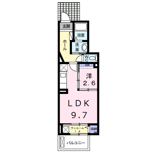 リュミエール M(1LDK/1階)の間取り写真