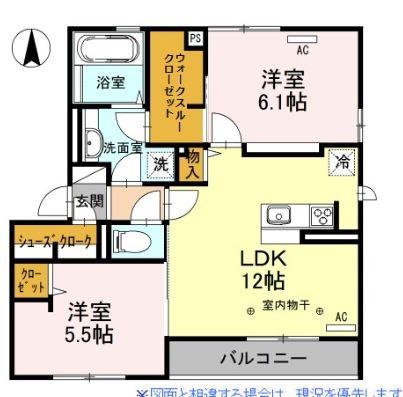 KASANCHI(2LDK/3階)の間取り写真