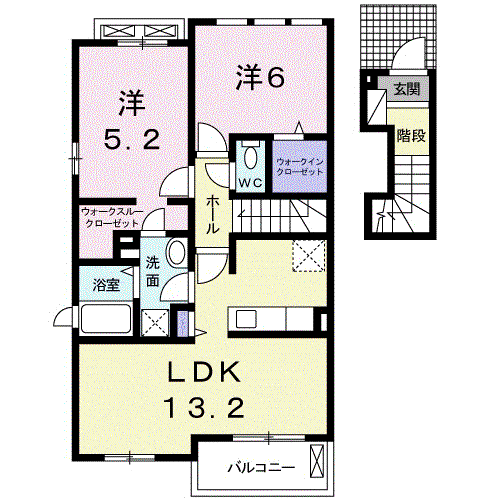 コンフォーティア・Ⅱ(2LDK/2階)の間取り写真