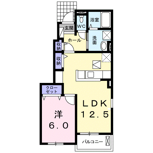 リバーサイド テラス(1LDK/1階)の間取り写真