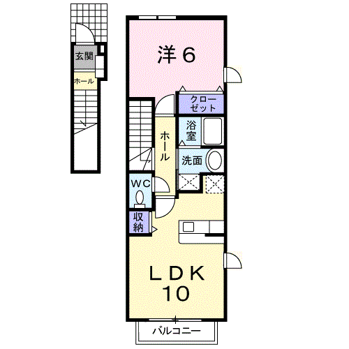 サニーヴィラ(1LDK/2階)の間取り写真