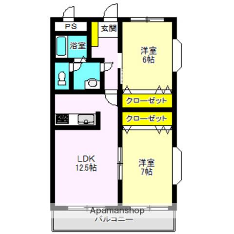 グランドカメリア・Ⅰ(2LDK/1階)の間取り写真