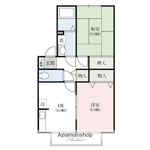 ディアコートC(2DK/2階)の間取り写真