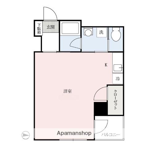 ハミングバード(ワンルーム/4階)の間取り写真