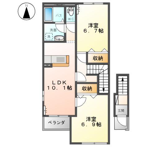 フォレストⅡ(2LDK/2階)の間取り写真