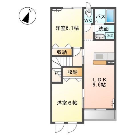 シャトー・カルム(2LDK/2階)の間取り写真