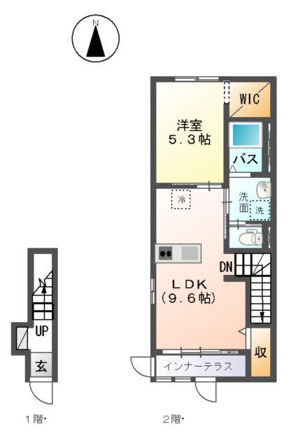 ルミナス(1LDK/2階)の間取り写真