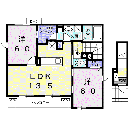 グレイス Ⅱ(2LDK/2階)の間取り写真