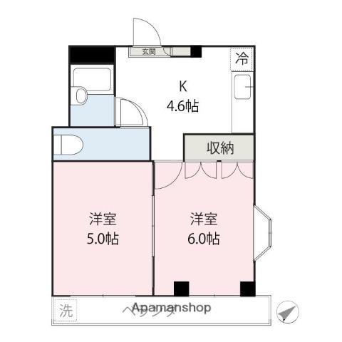 アドニス小八木(2K/1階)の間取り写真