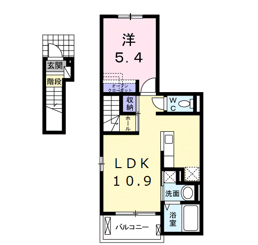 LA BELLEZZA(1LDK/2階)の間取り写真